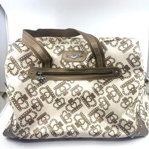 Kathy Van Zeeland Y2K Carry On Crown Duffel Bag Suitcase Vintage Gold/Cream